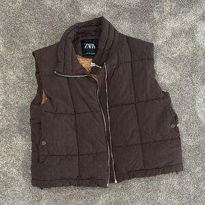 Zara Brown Puffer Vest